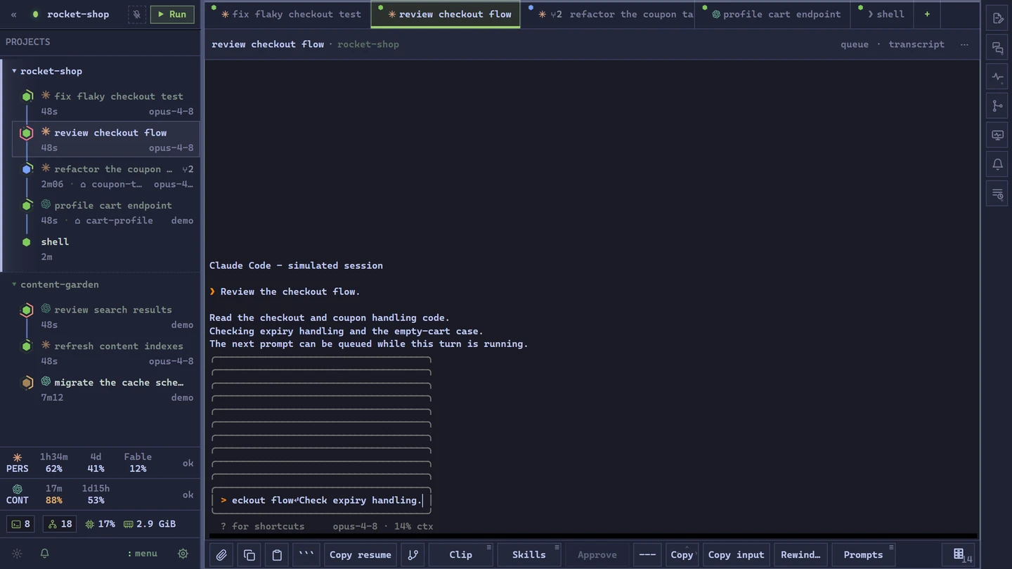 Shared editing actions in a simulated agent composer.